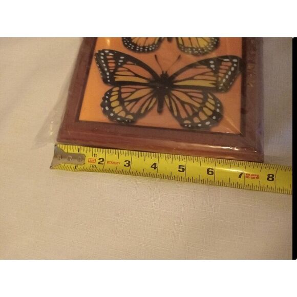 2) Framed Monarch Butterfly Picture + Hot Plate Trivet Wall Decor Butterfly Tile - Picture 4 of 10